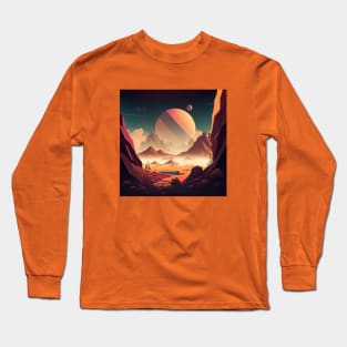 Illustration of landscape in the space Long Sleeve T-Shirt